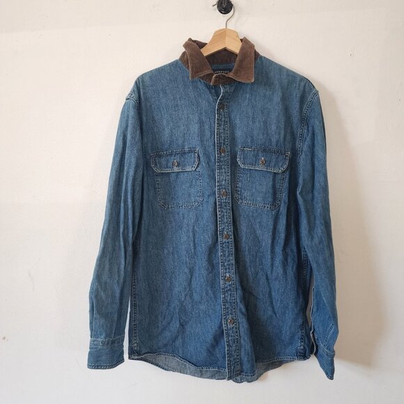 Womens Land End Denim Button Down Shirt Medium - Picture 1 of 5